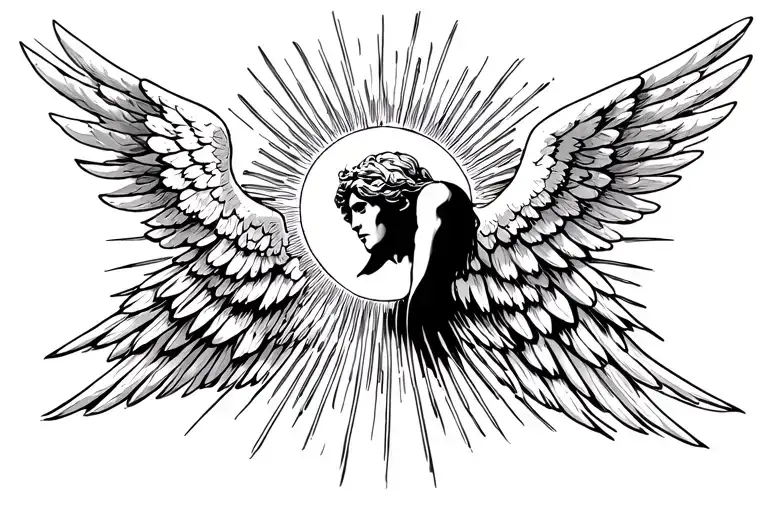 Uniqe Angel Icarus Infront The Sun Shining