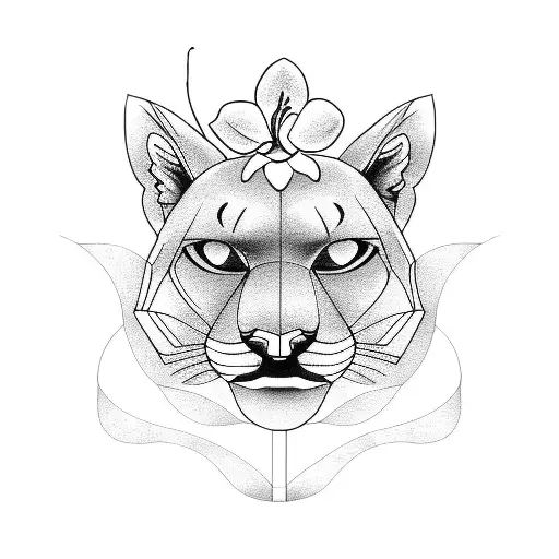 Mountain Lion And Orchid