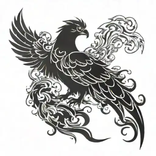 A Veteran's Silhouette With A Fiery Phoenix Rising From The Ashes