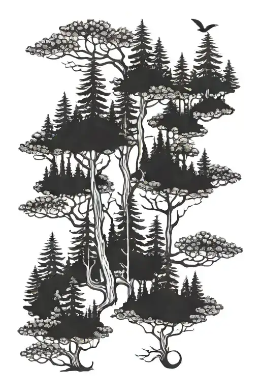 Pine Forest Creating Semi Colon Outline