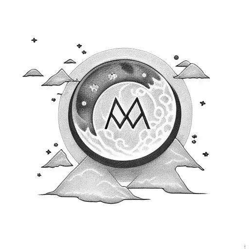 Two Letters M Next To Each Other With The Moon In The Background