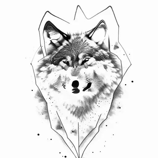 Wolf Face Mountains Moon Fire Smoke