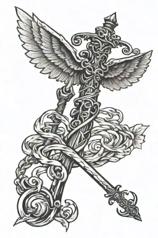 Caduceus With Staff As A Sword
