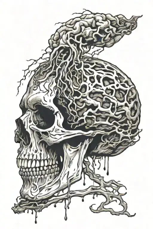 Veins Driping From A Skull With A Brain
