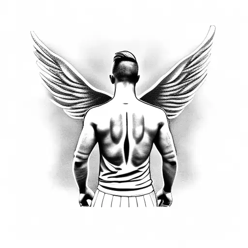 Football Player From The Back With Angel Wings
