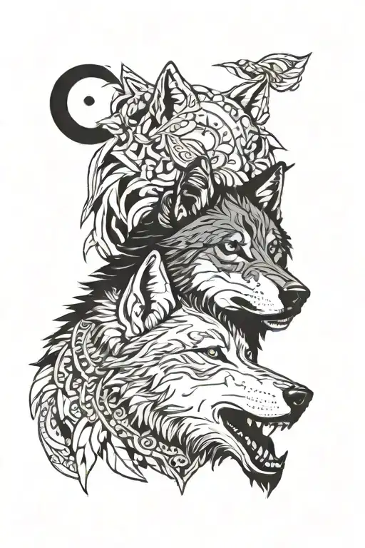 Black Wolf White Wolf Indian Style