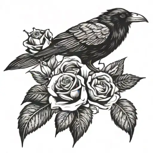 Raven With Roses And Date