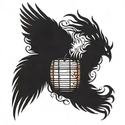 Phoenix Emerging From A Burning Cage