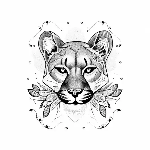 Mountain Lion With Flowers