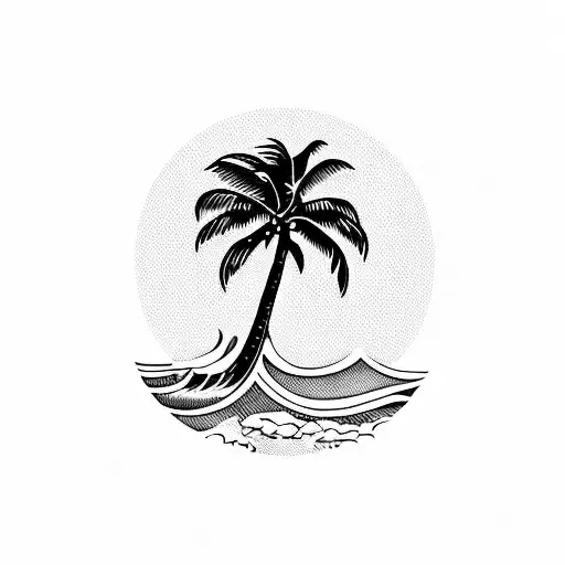 Ocean View With Palm Tree Waves