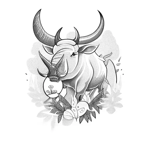 An Ox Surrounded By Lush Forest Scenery