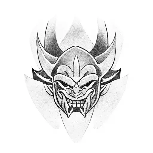 Oni Mask With Boy Holding A Football