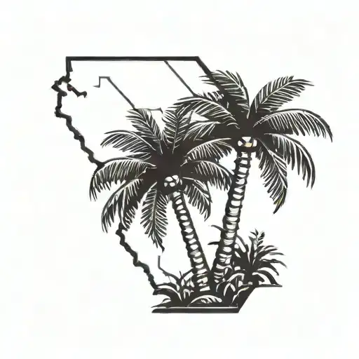 University Of South Carolina Outline With Palm Tree