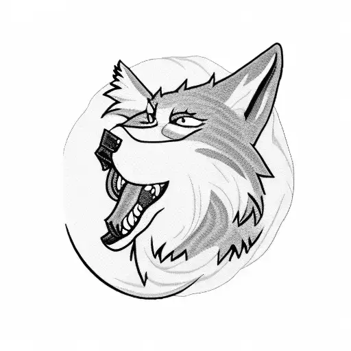 A Wolf Howling At The Moon With A Pixelated Video Game Controller In Its Mouth