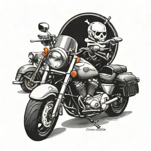 Honda Varadero Motorcycle And Harley Davidson Motorcycle With Skull