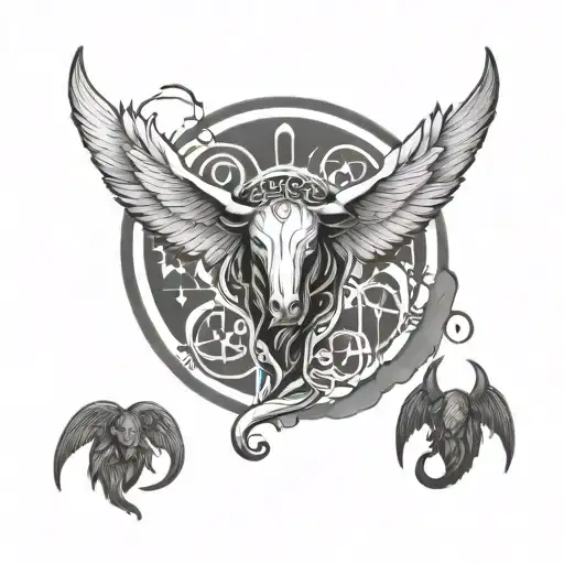 Taurus Zodiac Symbol With Angel Wings Spread