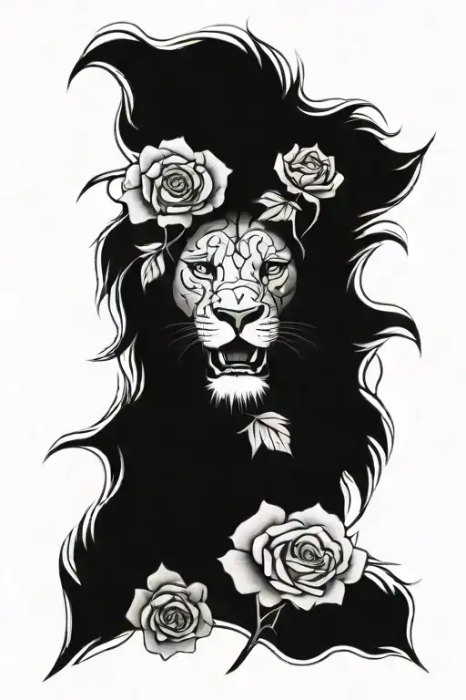 Lion And Roses