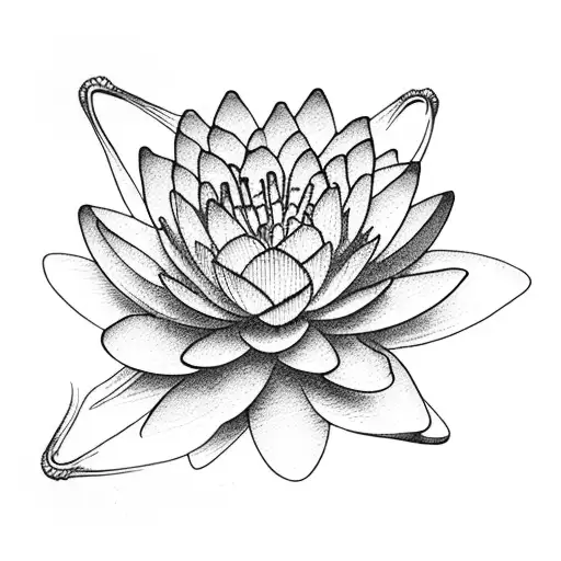 A Water Lily And Larkspur Intertwined To Symbolize Balance And Harmony