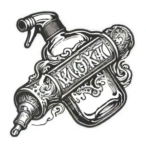 Clear Plastic Water Bottle Holding Handle Of Vodka