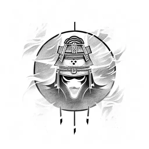 A Lone Samurai Warrior Engulfed In Flames