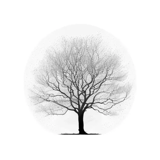 Maple Tree Growing On A Field