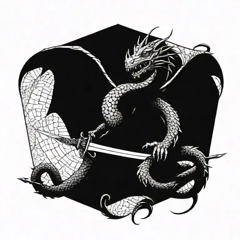 Dragon Wrapped Around A Sword