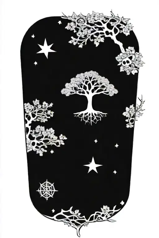 Tree Of Life With Stars And Skull Face