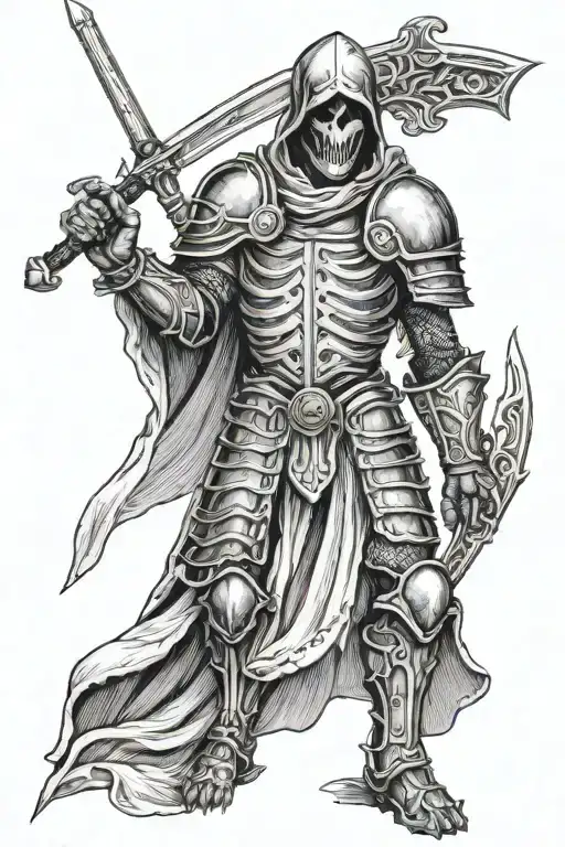 Grim Reaper Wearing A Suit Of Armor And Holding A Sword
