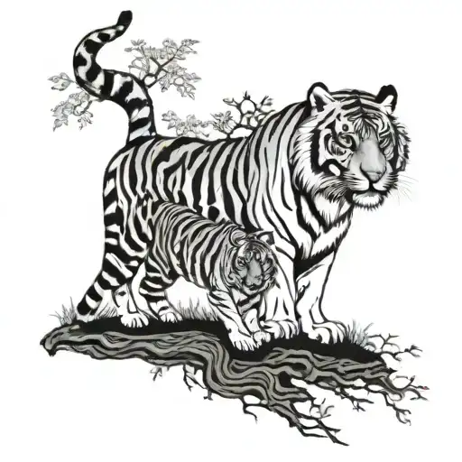 Tiger And Family Tree
