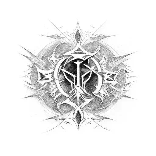 Incorporate A Deathcore Band Logo Into A Blackwork Design With Abstract Elements