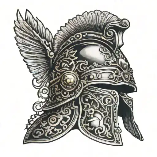 A Roman Legionnaire Helmet With A Vintage Clockwork Design Incorporated Into The Background