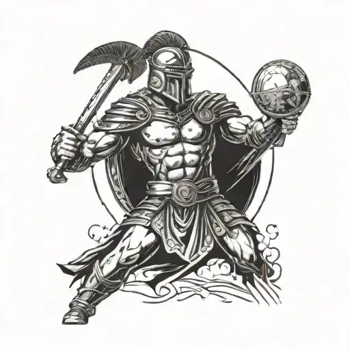 A Lonely Roman Gladiator Fighting Time