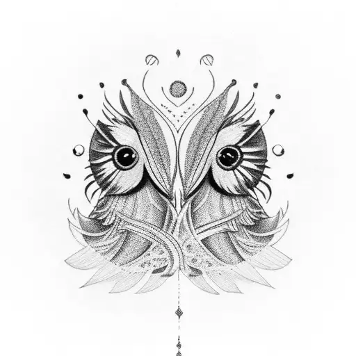 Pisces Feather Peacock Owl