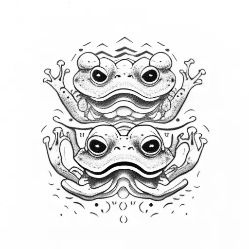 Black And White Desert Rain Frog Wearing Japanese Oni Mask