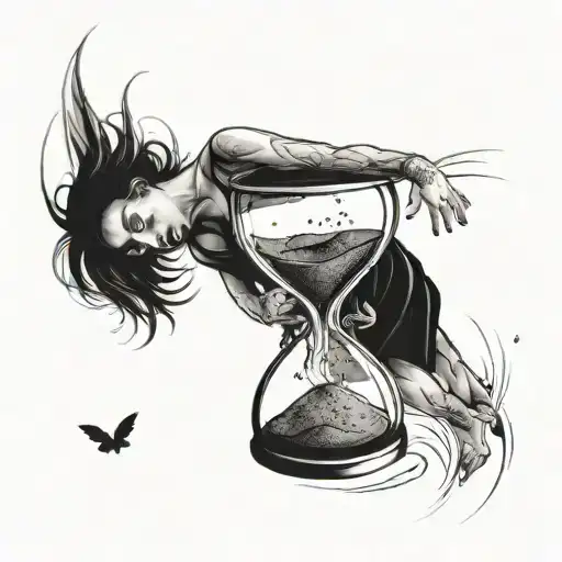 An Hourglass With A Woman Falling Inside