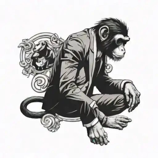 Monkey Wearing Suit Holding
