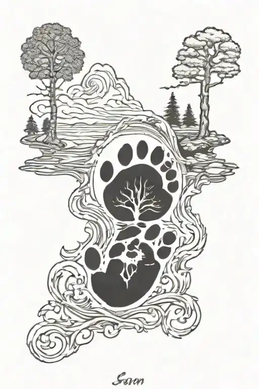 Son Foot Print With Name Hunting Scene