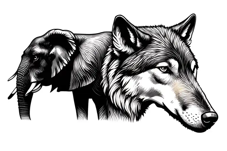 Elephant And Wolf