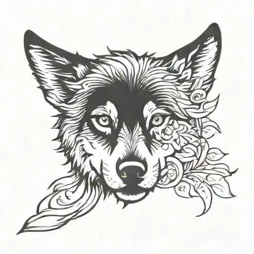Wolf And Girl Tattoo Forearm For Women