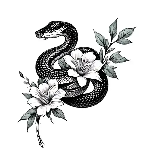 Snake And Flowers