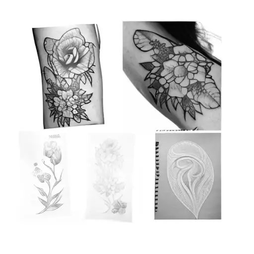 A Tattoo Of Flowers And A Drawing Of A Dna Wrapping Around Arm With The Heart At Elbow