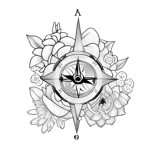 A Garden Scene With A Compass Hidden Among The Flowers