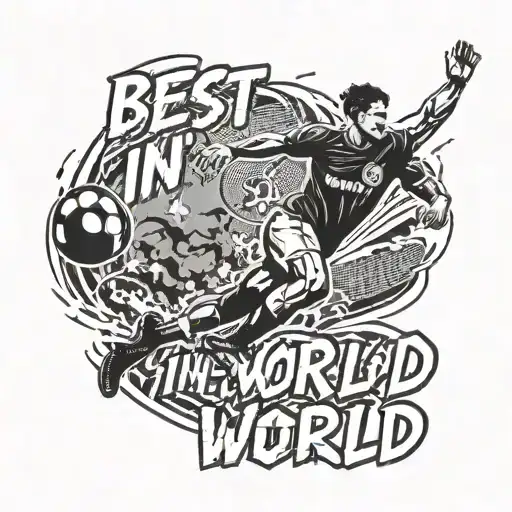 A Football Player Scoring A Winning Goal With The Phrase 'Best In The World' In Bold Letters