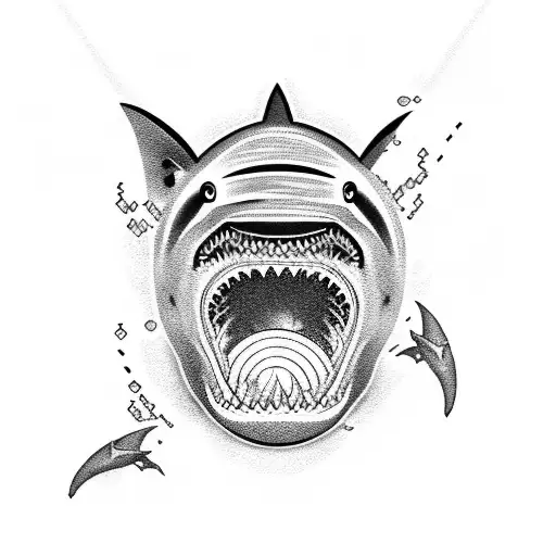 A Pixelated Shark Swimming Through A Maze Of Code