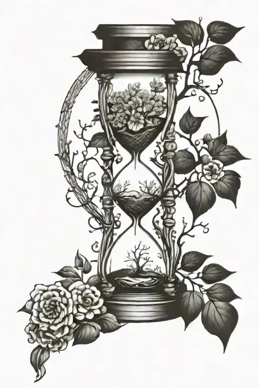 Hourglass And Tree Growing
