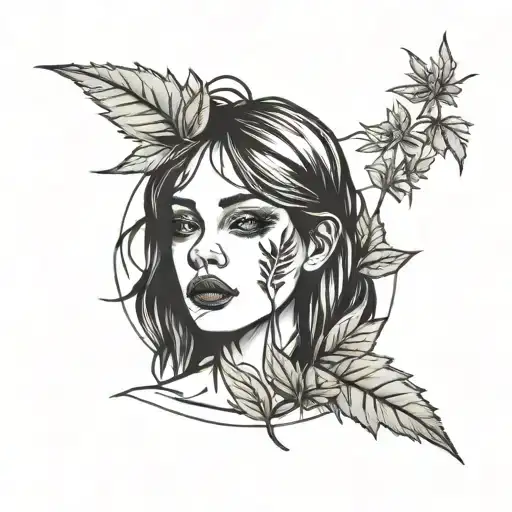 Girl Face Weed Leaf