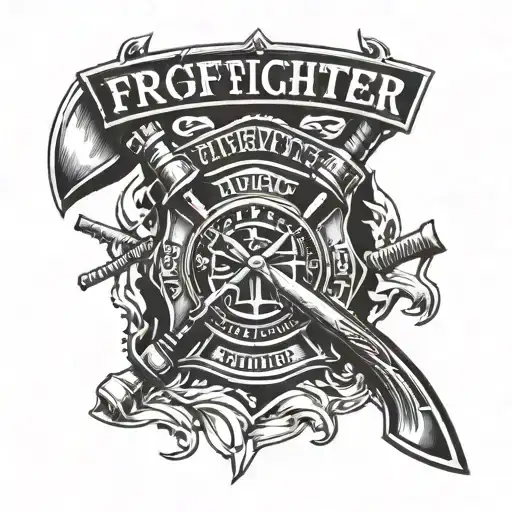 Crossed Firefighter Axes With Rc163 Text In The Centre