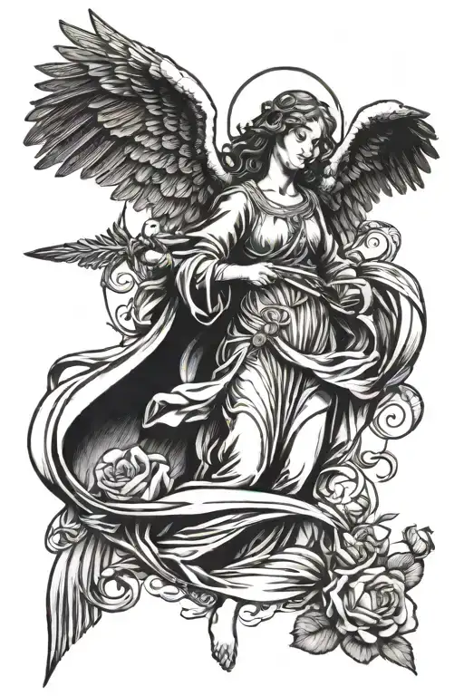 Archangel Gabriel With Breast Cancer Ribbon