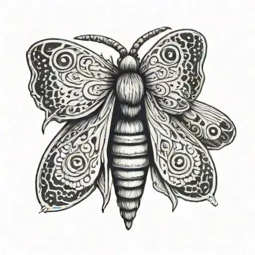 Moth From The Front View Black And White