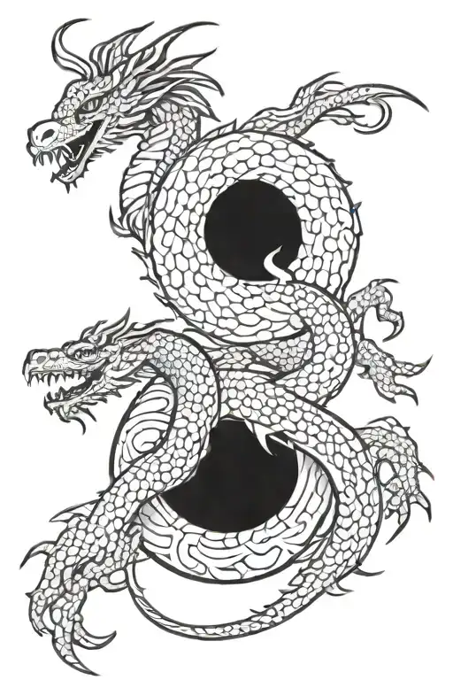 Western Dragon Hugging Yingyang Symbol